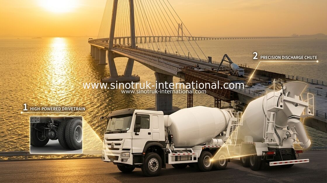 Sinotruk Howo คันผสมคอนกรีต 380HP 6-10CBM 6 X 4 ยูโร 2 โรงงานผสม RHD
