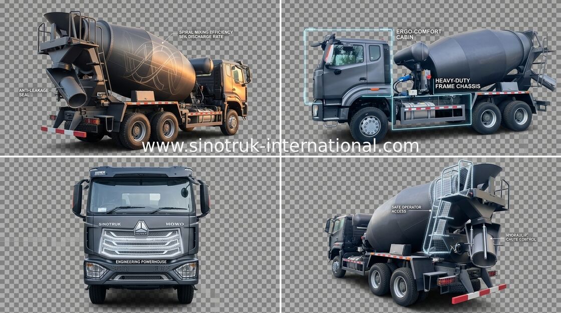 Sinotruk Howo N7 รถบรรทุกผสมคอนกรีต 6-10CBM 6 X 4 ยูโร 2 380HP