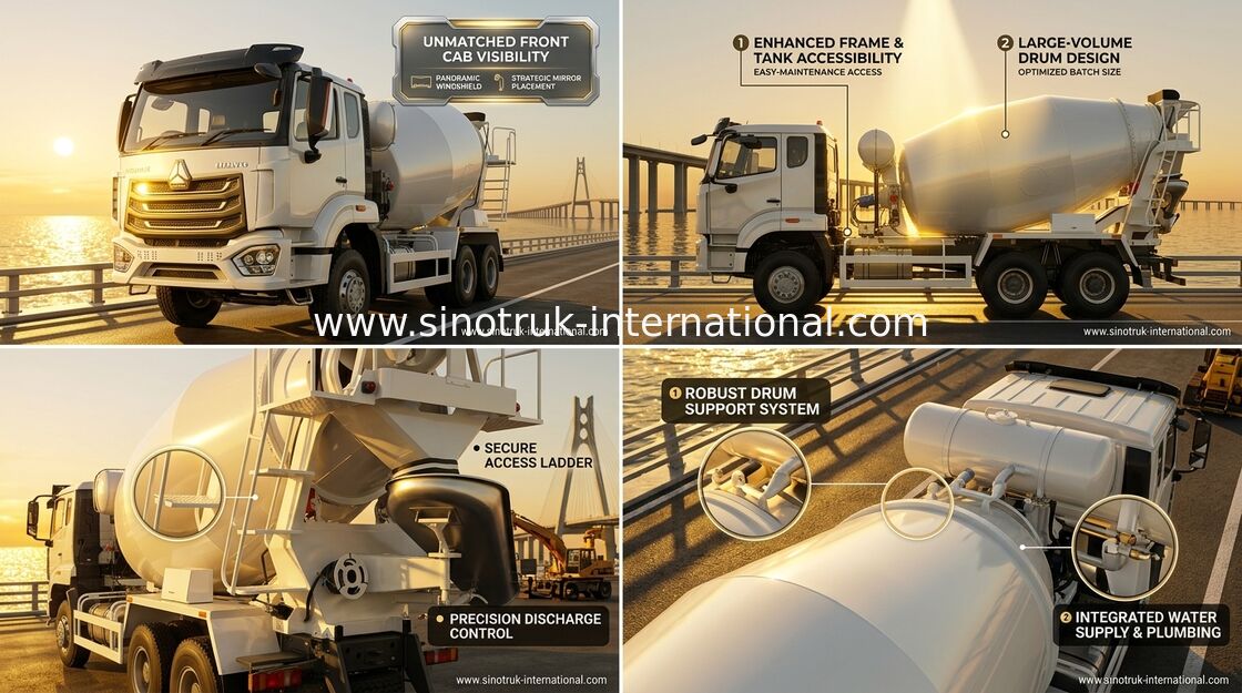 รถบรรทุกปั่นคอนกรีต Sinotruk Howo N7 6-10CBM 6 X 4 Euro 2