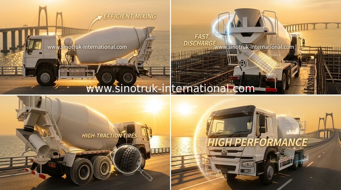 Sinotruk Howo รถโม่ผสมคอนกรีต 10-20CBM 6 X 4 Euro 2 340Hp Construction