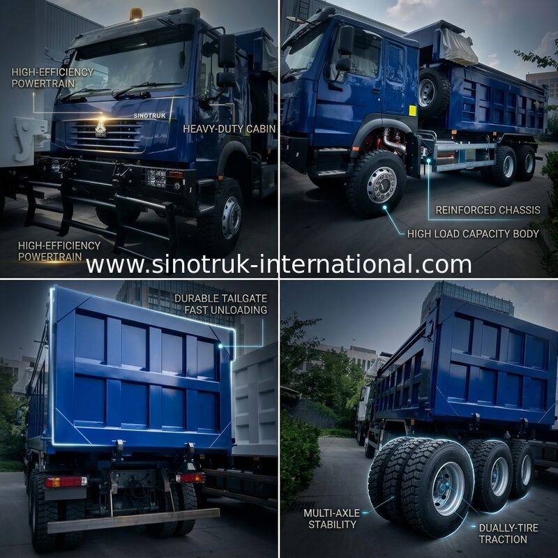 SINOTRUK HOWO รถดั๊มพ์หน้าผี LHD 6×4 371HP 20CBM
