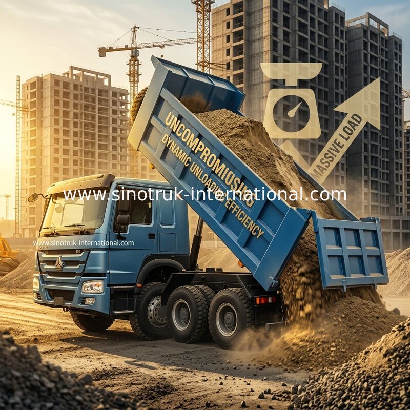 รถขนของสีฟ้า 8×4 380HP 26.91CBM ที่พลังงานพบความละเอียดในทุกภาระ