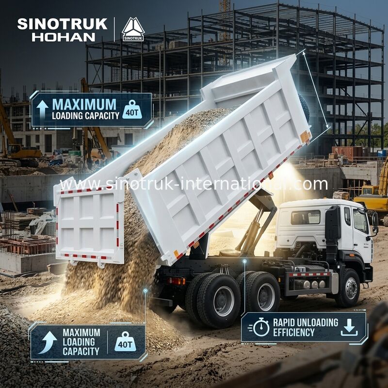 SINOTRUK HOWO 400 HP รถกระบะกระบะกระบะสําหรับการก่อสร้าง N7 แสงเตือนทหาร