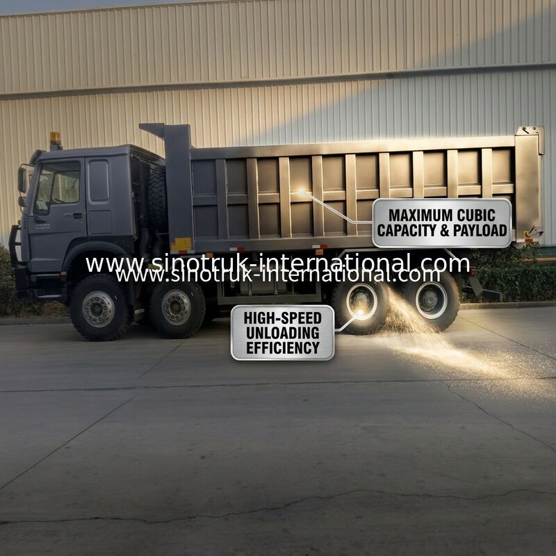 รถกระบะ Sinotruk Hohan 400hp 10ล้อ Lhd 40 ตัน 20-30cbm ZZ3317N356JB1 สีเทา