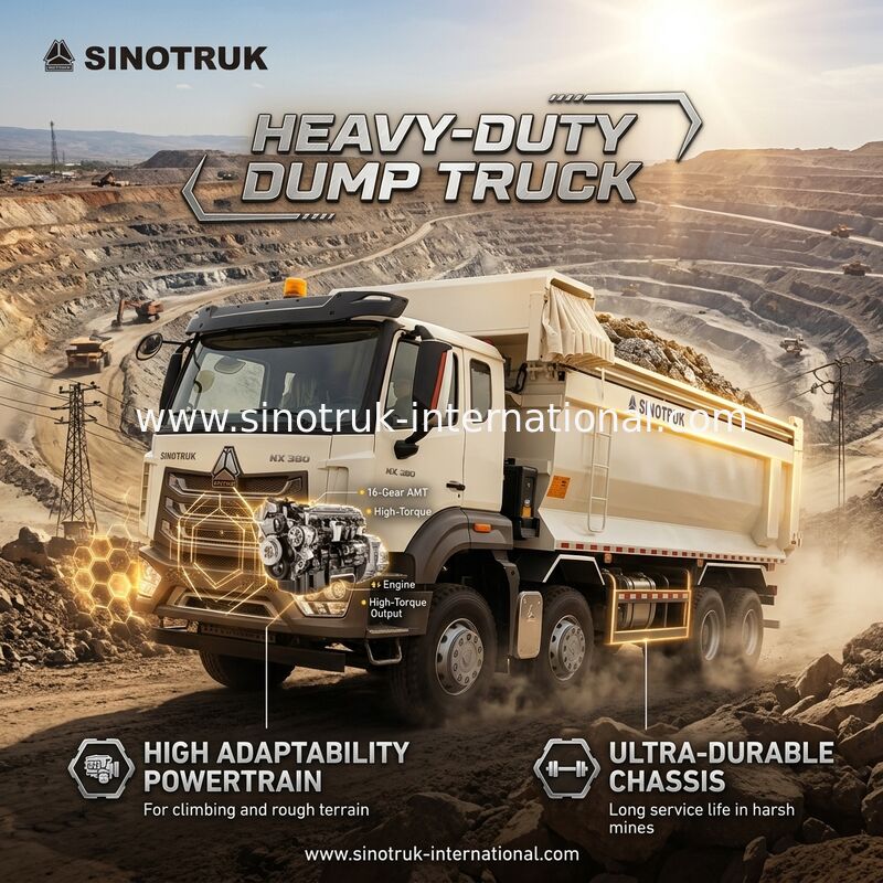 ZZ3317V386JB1R แรงม้าสูง การบริโภคเชื้อเพลิงต่ํา 380HP รถกระบะ HOWO Tipper ขาวแบบ U