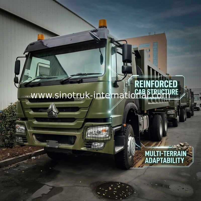 SINOTRUK HOWO 400HP กรีน ทิปเปอร์ รถบรรทุก RHD 6×4 12ล้อ แรงม้าสูง