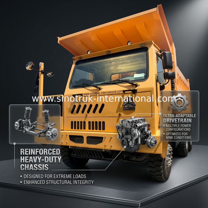 Sinotruk Howo รถขนของขุดเหมือง 90 ตัน รถบรรทุกเหล็กความแข็งแรงสูง 6 × 4