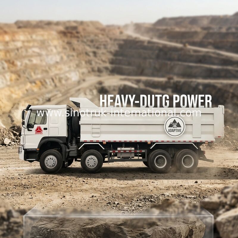 SINOTRUK HOWO รถบรรทุกขุดเหมือง 12 ล้อ 400 แฮปป์ 8 × 4 U