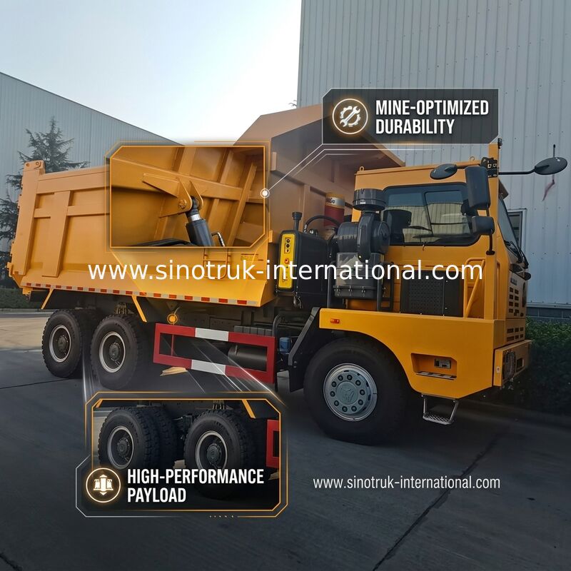 SINOTRUK Heavy Duty Tipper Dump Truck LHD พร้อมโครงกระดูก Cab ความแข็งแรงสูงด้านเดียวสีเหลือง