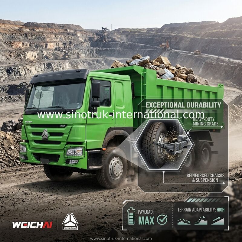ซีโนทรูค โฮโว เทปเปอร์ ดัมป์ทรัค เวชัย 400hp 6 × 4 Lhd สีเขียว