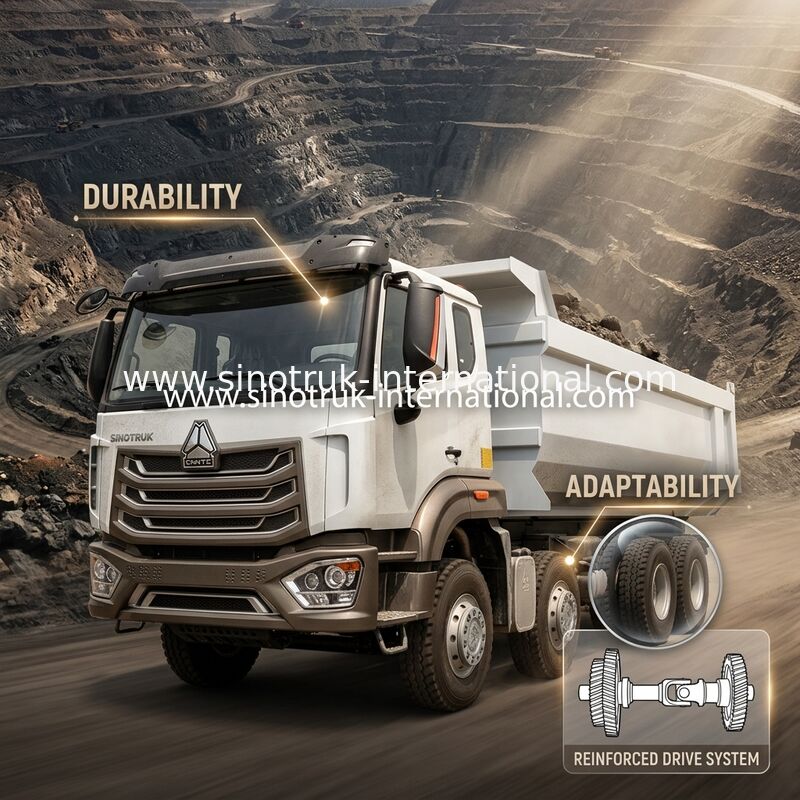 HOWO N7 LHD 12wheels 8X4 400HP รถดัมพ์สำหรับการขุด