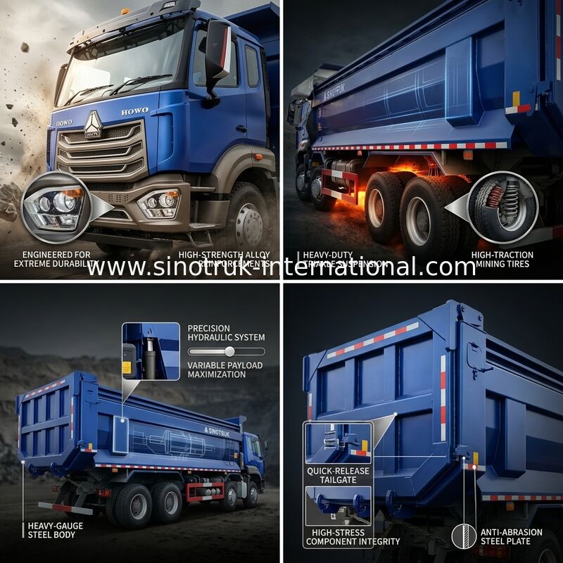 RHD 8×4 10ล้อ 380HP สีฟ้า HOWO รถกระบะ