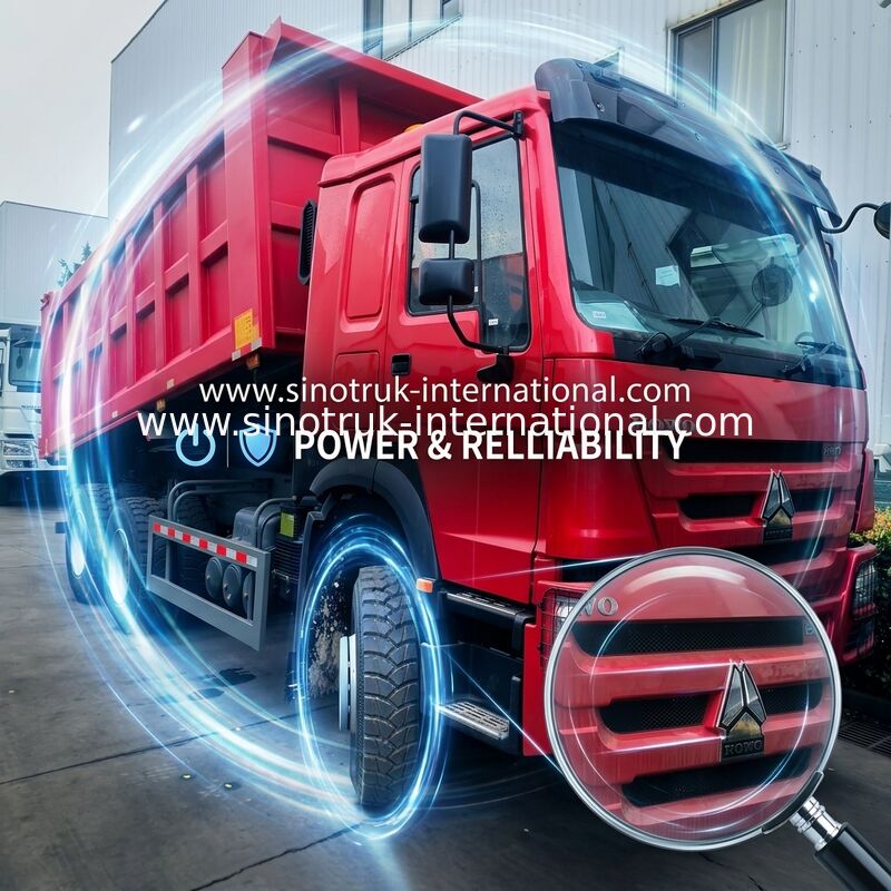 Sinotruk Howo ทิมเปอร์ดัมป์รถบรรทุก 380Hp 6 × 4 กับ Hyva ไฮดรอลิกไซลินเดอร์สําหรับการเหมืองแร่