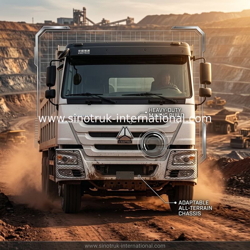 SINOTRUK HOWO รถดั๊มพ์ 6 × 4 400HP 20CBM สีขาว LHD 10Wheels