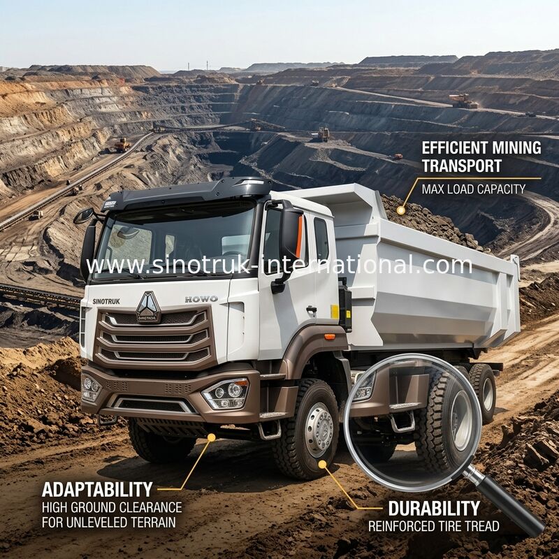 HOWO N7 Cab LHD 12wheels 8X4 400HP รถดัมพ์สำหรับการขุด U Type