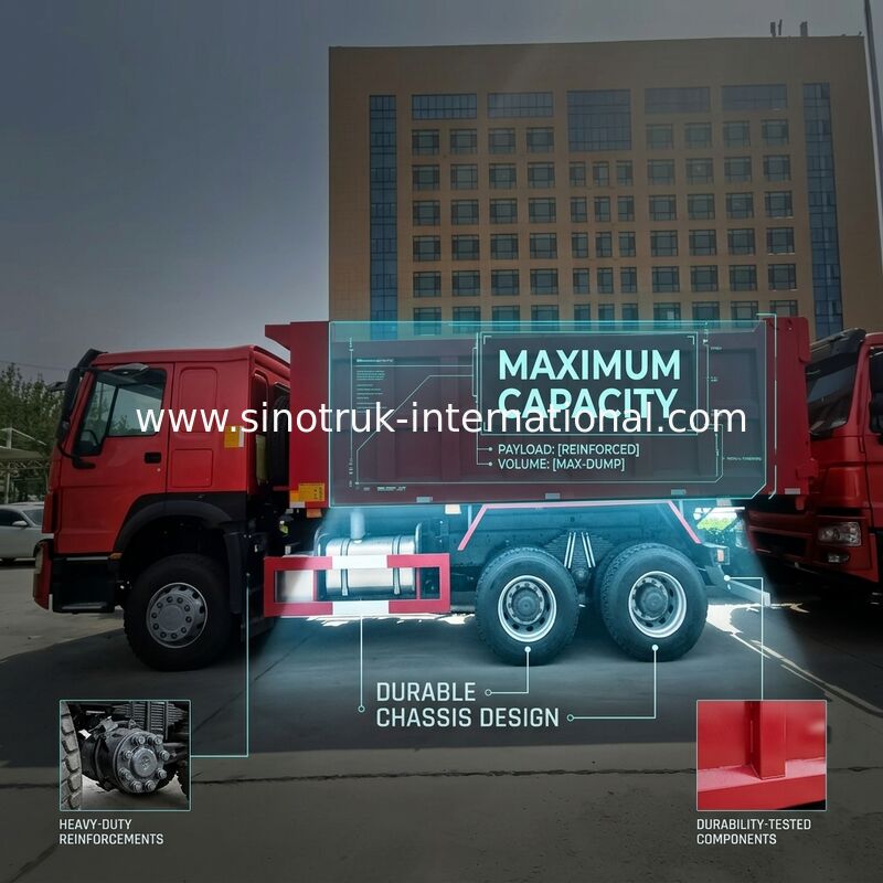 SINOTRUK HOWO รถดั๊มพ์ RHD 6 × 4 336HP สีแดง