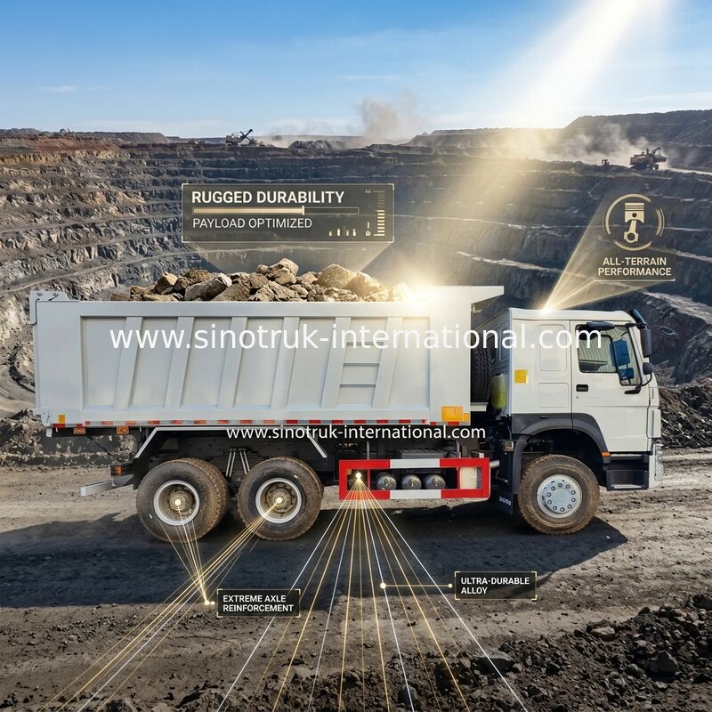 RHD 6×6 10ล้อ ขาว HOWO รถกระบะลากลาก Full Drive แรงม้าสูง 380HP