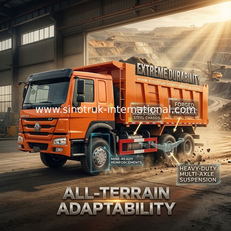 ซินอทรูค โฮโว ทิมเปอร์ ดัมป์ทรัค เวชัย 380Hp 6 × 4 5200 - 5800 มม. สําหรับการส่งออก