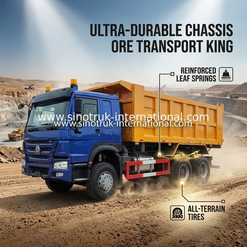 แรงม้าสูง 400 แรงม้า HOWO รถดั๊มพ์ LHD 6×4 10 ล้อ