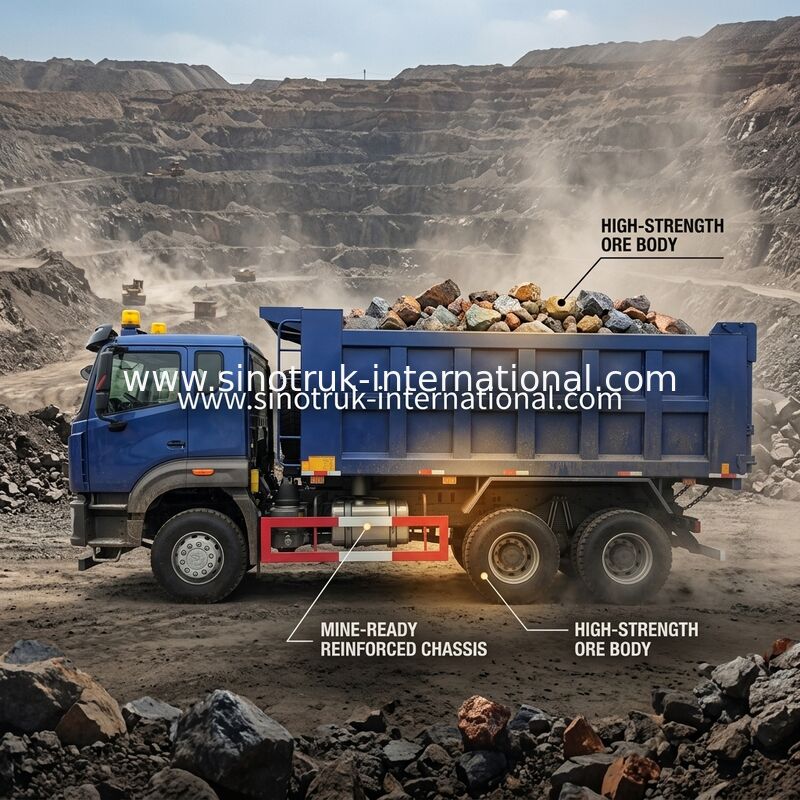 Sinotruk N7 รถดั๊มพ์ 10 ล้อ 400Hp 6 × 4 พร้อมไฟเตือน