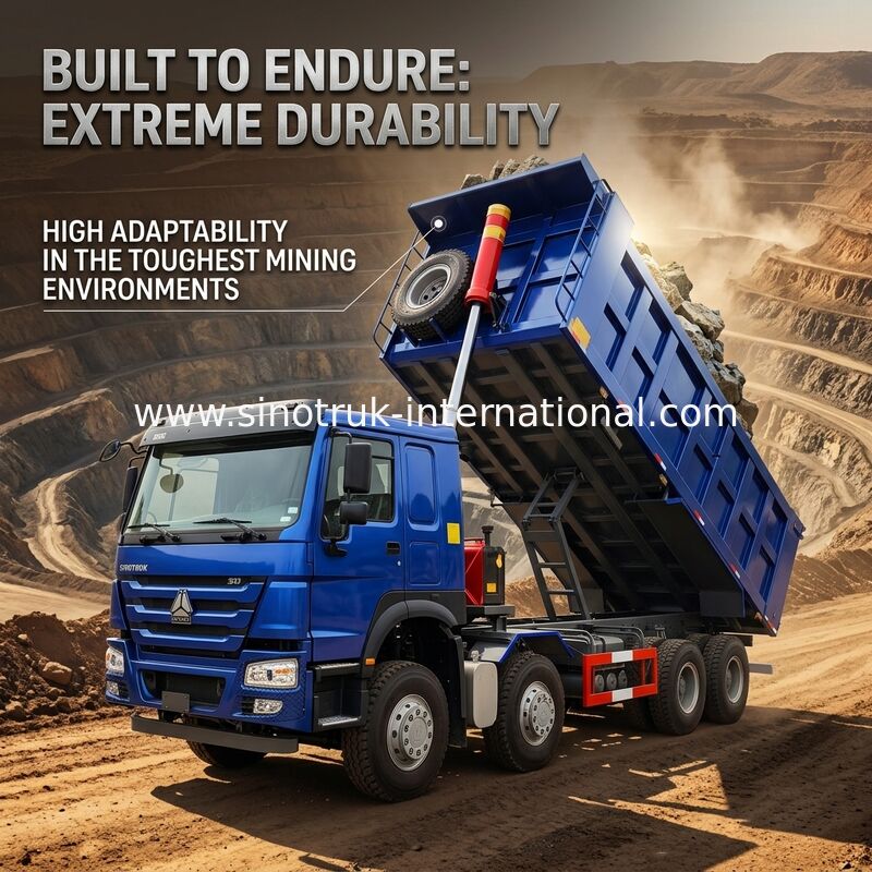 400HP การสิ้นเปลืองเชื้อเพลิงต่ำ HOWO Blue Tipper Dump Truck RHD 6 × 4 12wheels แรงม้าสูง