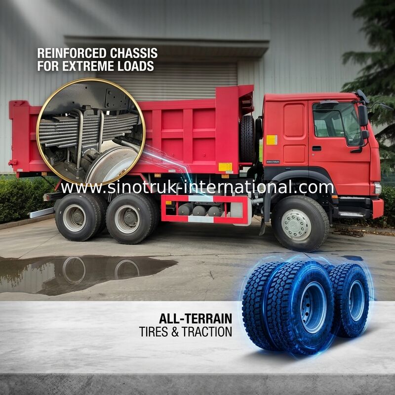 10 ล้อ LHD HOWO 6x4 รถดั้มแรงม้าสูง 400HP สิ้นเปลืองเชื้อเพลิงน้อย