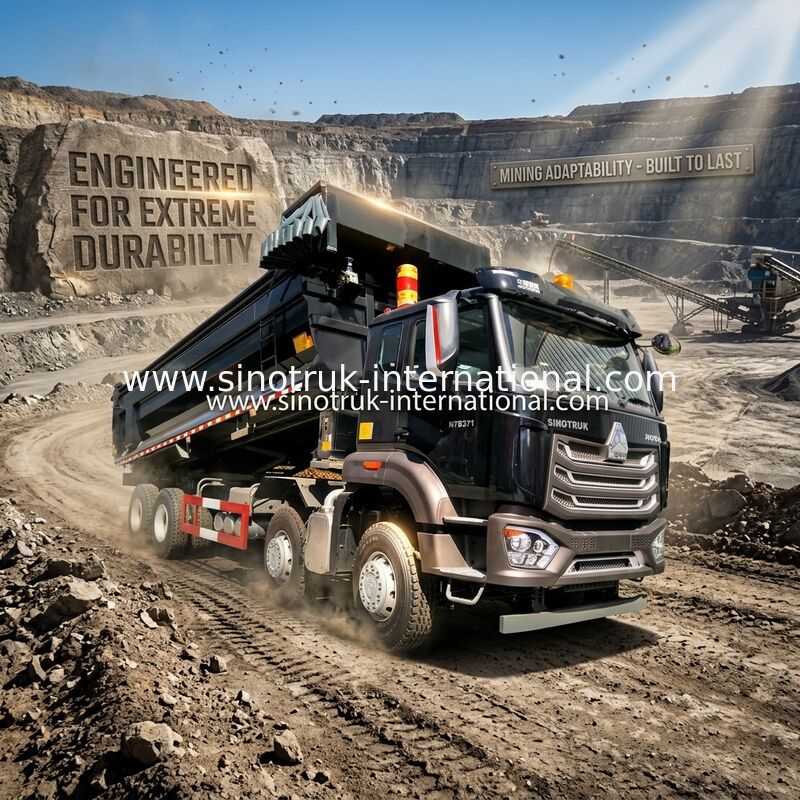 Sinotruk HOWO รถดั๊มพ์ 8X4 371hp 12 ล้อสีดำ N7 ZZ3317V386JB1R