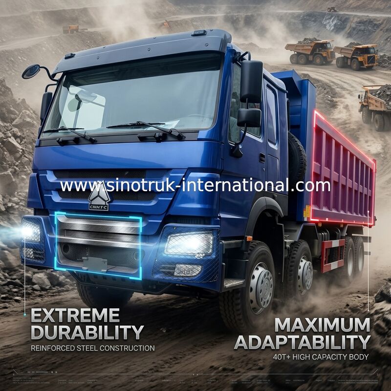 SINOTRUK BLUE HOWO 400HP 8 × 4 TIPPER รถบรรทุกขยะ LHD