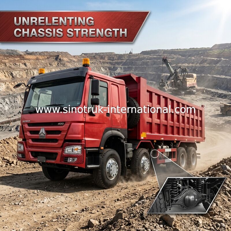 SINOTRUK RED HOWO 400HP 8 × 4 TIPPER รถบรรทุกขยะ LHD
