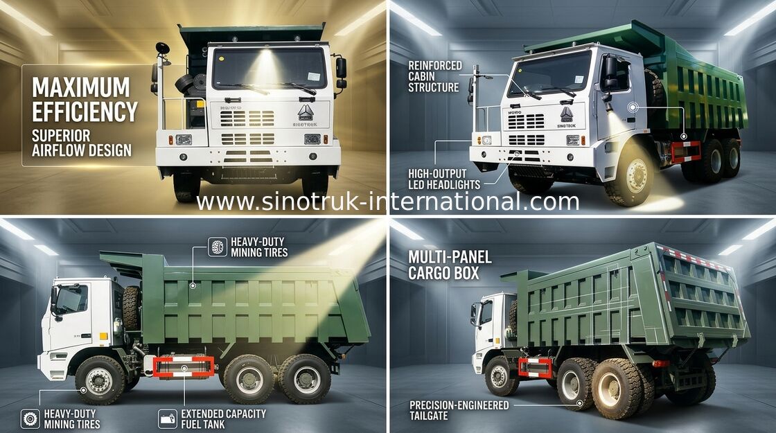 Heavy Duty Tipper รถบรรทุก Dump LHD มีความแข็งแรงสูงเดียว Cab โครงกระดูก