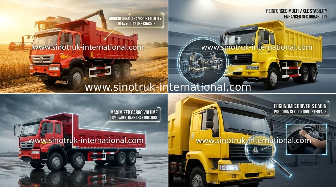 SINOTRUK รถบรรทุกดัมพ์ Golden Prince 6X4 336HP LHD 25-30tons ZZ3251N3641W