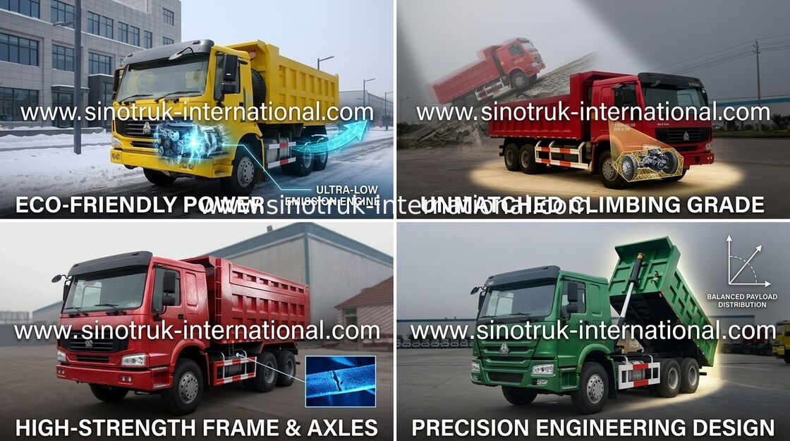 SINOTRUK HOWO รถดั้มพ์ดิน 10 ล้อ LHD 371HP 25tons 10-25CBM ZZ3257N3847A
