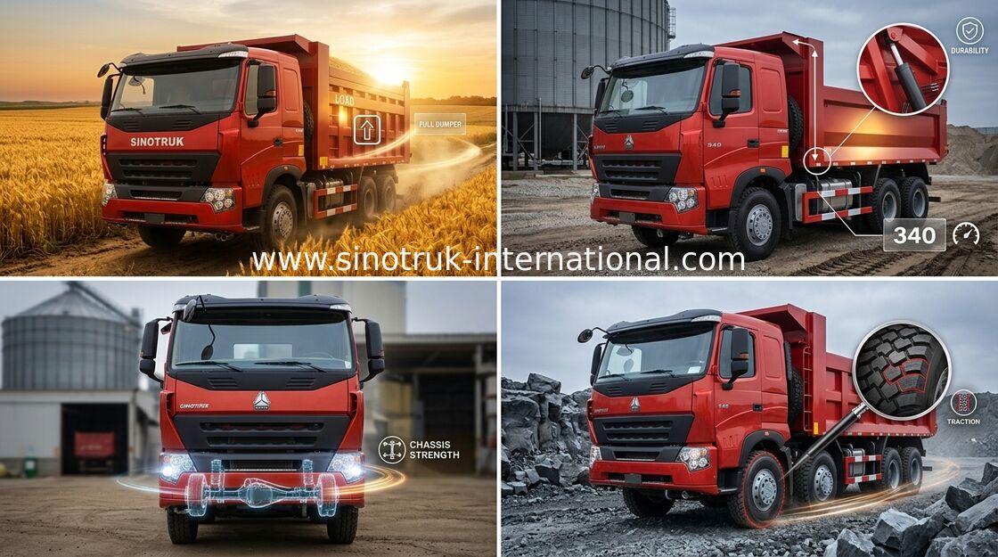 รถดัมพ์ SINOTRUK HOWO A7 371HP เครื่องยนต์สำหรับการทำเหมือง ZZ3257N3847N1