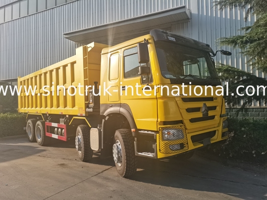 Sinotruk Howo รถดัมพ์ 12 ล้อ 400Hp 8 × 4 การทำเหมืองแร่ RHD สีเหลือง