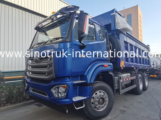 SINOTRUK HOHAN NEW HOWO 30 - 40 ตัน RHD 10 ล้อ กระเบื้องสําหรับการก่อสร้าง สีฟ้า ประสิทธิภาพสูง การยกและการลด