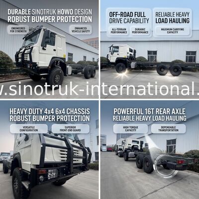 แชสซีรถบรรทุก SINOTRUK HOWO 6X6 ขับเคลื่อนสี่ล้อ แชสซีบรรทุก พร้อมกันชน