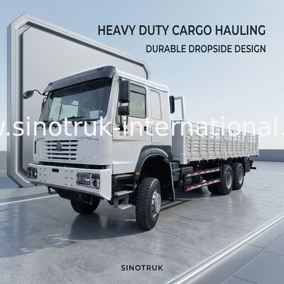 Sinotruk Howo รถบรรทุกสินค้าใหม่ 6 × 6 All Wheel Drive Lhd 10 Wheels Long Cargo Box