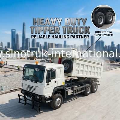 SINOTRUK 371HP 6 × 6 RHD HOWO Dump Truck ขาว 19-20CBM ยกด้านหน้า ขับเคลื่อนเต็ม, พร้อมผ้าใบ, รุ่นที่นิยมในกายานา