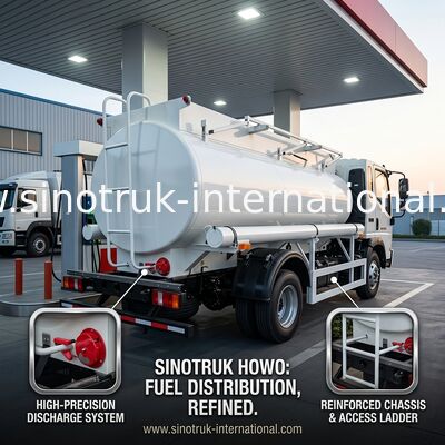 SINOTRUK HOWO 4X2 6ล้อ รถบรรทุกถังน้ํามัน 5-6CBM ถังเดียวพร้อมเครื่องวัดระบายน้ํา