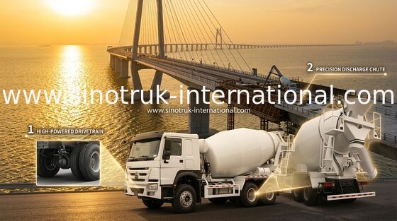 Sinotruk Howo คันผสมคอนกรีต 380HP 6-10CBM 6 X 4 ยูโร 2 โรงงานผสม RHD