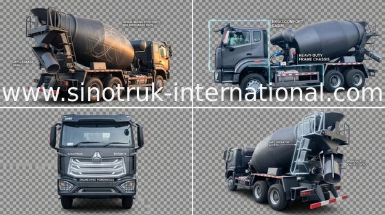 Sinotruk Howo N7 รถบรรทุกผสมคอนกรีต 6-10CBM 6 X 4 ยูโร 2 380HP