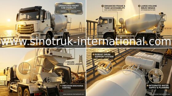 รถบรรทุกปั่นคอนกรีต Sinotruk Howo N7 6-10CBM 6 X 4 Euro 2