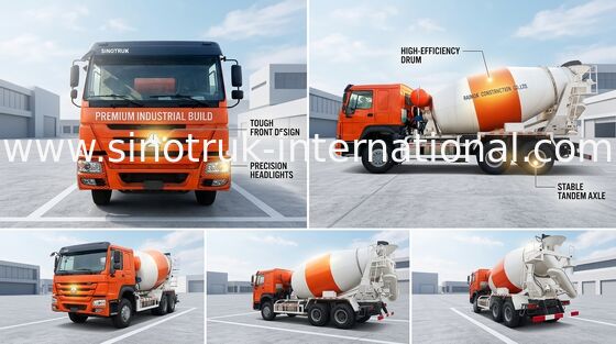 3C Sinotruk Howo รถบรรทุกคอนกรีตผสมเสร็จ 371hp 10 ล้อ Lhd 6x4