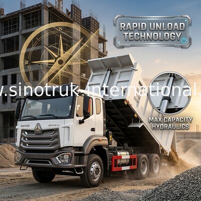 2 ผู้โดยสาร Sinotruk Hohan Tipper Dump Truck Weichai เครื่องยนต์ 6 × 4 LHD 380HP ด้วยชนิดการส่งด้วยมือ