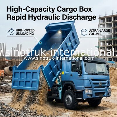 380hp Sinotruk Howo 8x4 รถบรรทุก 12 ล้อ HW76 ZZ3317V3567B1R RHD สีฟ้าอลังการ