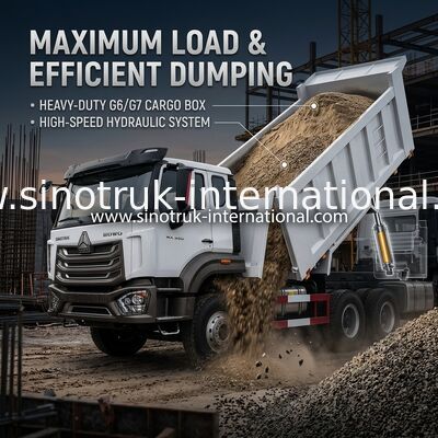 SINOTRUK HOHAN HOWO 380HP LHD ทิมเปอร์ดัมป์ทรัค 6X4 รูปแบบสไตล์กล่องสินค้า