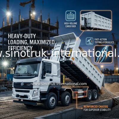 SINOTRUK HOWO 380HP รถกระบะ 12 ล้อ LHD 31 ตัน 20-30CBM V7-X Cab