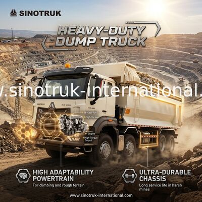 ZZ3317V386JB1R แรงม้าสูง การบริโภคเชื้อเพลิงต่ํา 380HP รถกระบะ HOWO Tipper ขาวแบบ U
