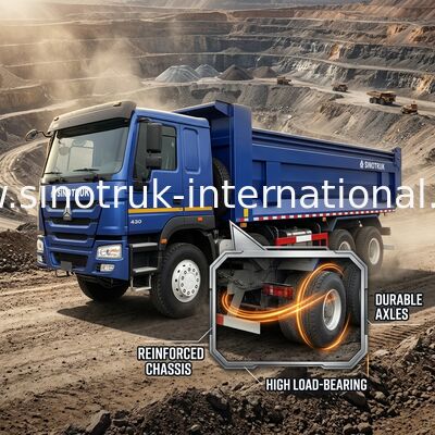 RHD 8×4 12ล้อ ZZ3317V3847B1R แรงม้าสูง การบริโภคเชื้อเพลิงต่ํา 380HP รถกระบะ HOWO สีฟ้า
