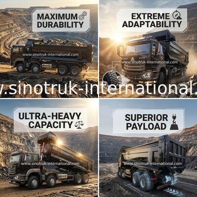 Black Howo Mining Tipper รถดัมพ์ 20-50Tons 8 X 4 Euro 2 400Hp